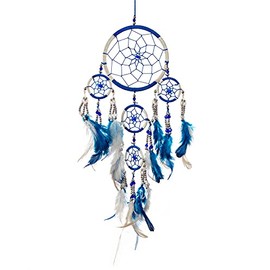 Pink Pineapple Dreamcatcher Colourful with Feathers and Silver Beads: Handmade Dream Catcher in Many Colours - Blue and White, Small Dream Catcher (12 x 35 cm)
