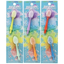 RADIUS Big Kidz Forever - Cabezales de repuesto para niños de 6 años en adelante, sin BPA, aceptadas ADA para el crecimiento de dientes y encías, 2 cabezas, extra suaves
