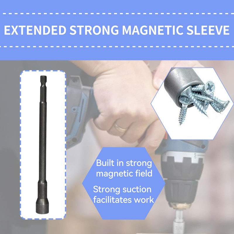 YXQ 10mm Hex Nut Driver Magnetic Extension Socket Drill Bit