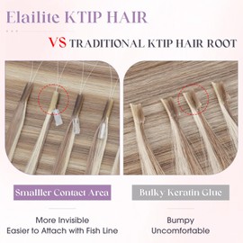 Elailite K Tip Hair Extensions Human Hair Real Remy Hair Dark Brown 18 Inch U Tip Ktip Utip Keratin Bond Hot Fusion Pre Bonded Hair Extensions for Women 50G 50Strands