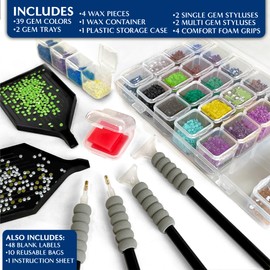 ArtSkills Diamond Painting Kit, Diamond Art Ready to Hang Framed Canvas with Storage and Accessory Kit, Northern Lights, 3 Stretched Canvas Panels, 14” x 7” Each