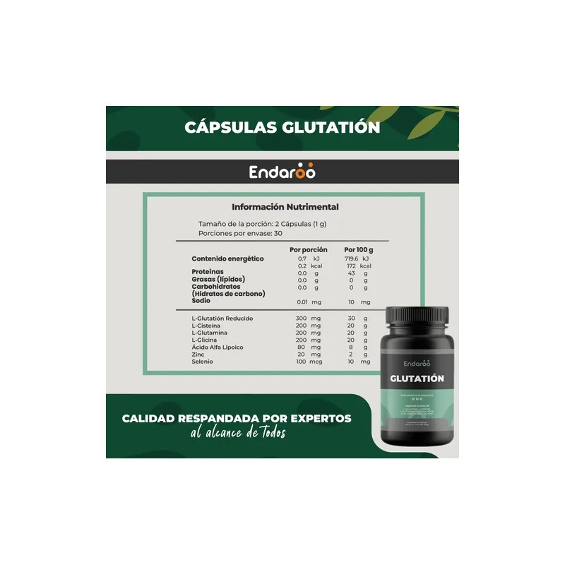 L-glutation,glutamina,glicina, Ácido Alfa Lipoico, 60 Caps