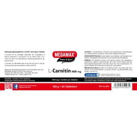 L-Carnitine 1,000 mg 60 Pieces PZN 01444839