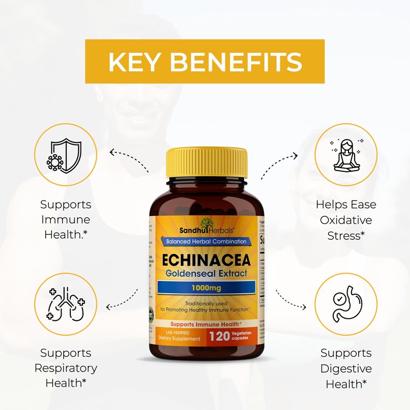 SANDHUHERBALS Sandhu Herbals Echinacea Goldenseal 1000 Mg 120 Capsules |