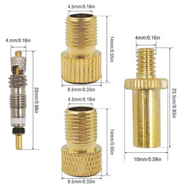 10 Pcs Presta Valve Core with 3 Pcs Bike Presta to Schrader Valve Adapter, Replacement Brass Tubeless Core Valve and Inflate Tire Converter Tools Set for Cycling MTB Road Bicycle Tube Pump
