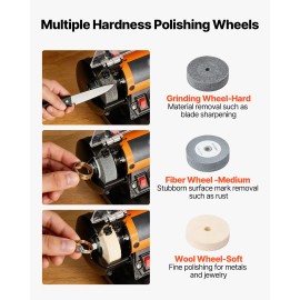 Adjustable Speed 8300 10600 RPM Bench Buffer Polisher Power Planer with Grinding Fiber Wool Wheels for Polishing Buffing 10"Default: Default