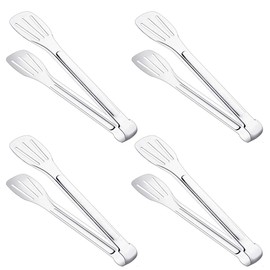 Dylan-EU Pack of 4 Barbecue Tongs 9 Inch Kitchen Tongs Silver Food Tongs Stainless Steel Cooking Tongs for Barbecue, Salad, Baking, Serving, Buffet, Oven, Bread