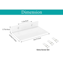 Z metnal Small Floating Shelves, Mini Metal Display Shelf for Collection Action Figures, 150mm Decor Wall Shelf, Aluminum, Wall Mounted, White, 6 inch, 2 Pack