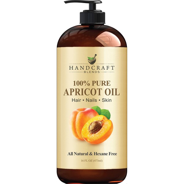 Handcraft Apricot Kernel Oil - 100% Pure And Natural - Premium Quality Cold Pressed Carrier Apricot Oil for Aromatherapy, Massage and Moisturizing Skin - Huge 16 fl. oz - Packaging May Vary