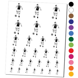 Soccer Association Football Sport Player Temporary Tattoo Water Resistant Fake Body Art Set Collection - Red (One Sheet)