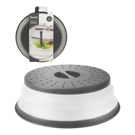 Tovolo Microwave Splatter Cover for Food, Medium (Charcoal) - Collapsible & Vented Silicone Splatter Guard Lid - Microwave Plate & Dish Cover with Handle - BPA-Free Kitchen Gadget for Meal Prep