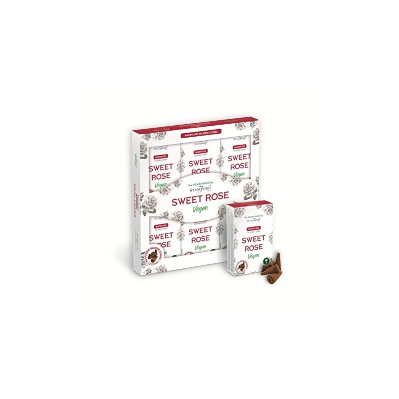 GIFT BRIT Vegan Sweet Rose Incense Backflow Cones-72 Cones