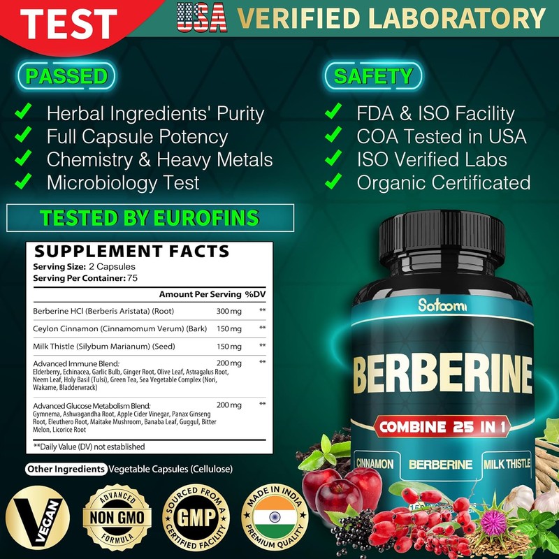 SATOOMI 25in1 Berberine Supplement - Body Management & Immune System