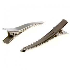 Accessories Making Crocodile Clip Hair Holder Fimo Flared 10 Pieces 35 mm, Grey