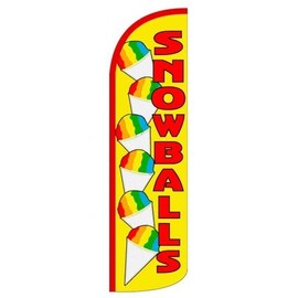 4 Less Co SNOWBALLS Windless Swooper Flag Feather Banner Sign 3x11.5 Feet Tall (Flag Only) yq