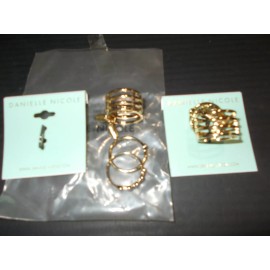 Danielle Nicole (2 PK) DANIELLE NICOLE HALF FINGER RING GOLD TONE OPAL LEAF, SIZE 10