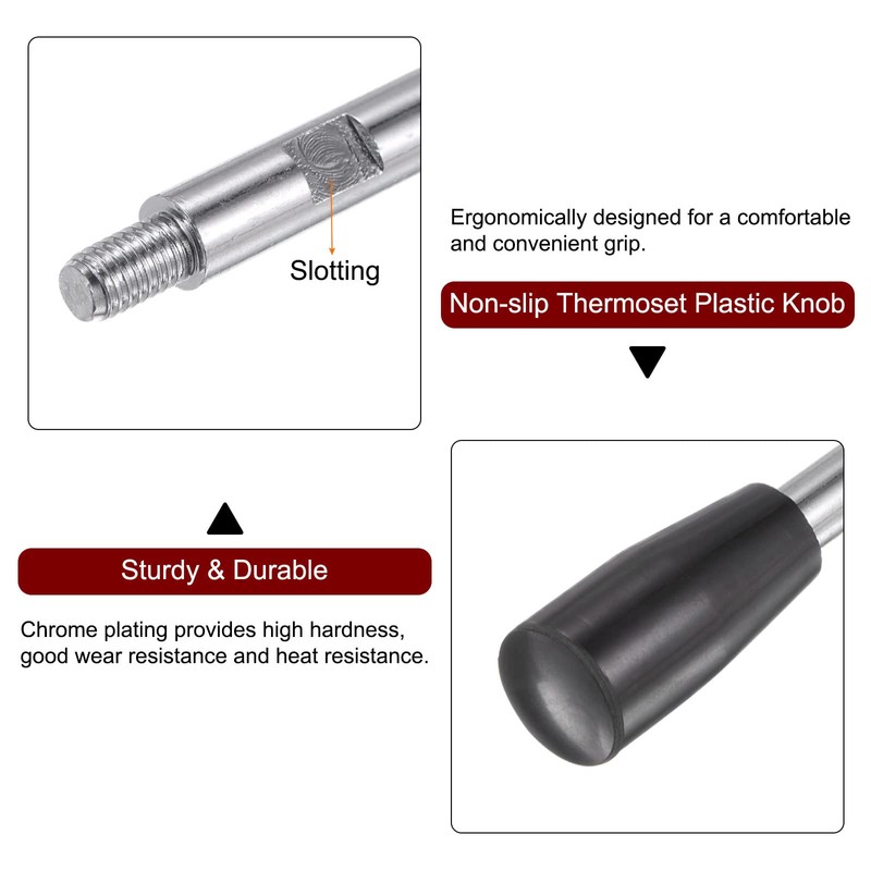 sourcing map 2pcs Clamping Handles M6 Thread 115mm (4.5") Length