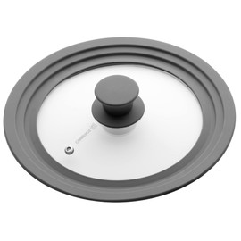 Loreso Silicone Glass Lid Grey - Universal Silicone Glass Lid for Pots Pans & Skillet 7, 7.5, 8, 8.5, 9 & 9.5 Inches, Tempered Glass Lid with Steam Vents & Cool-Touch Handle (Small - Grey)