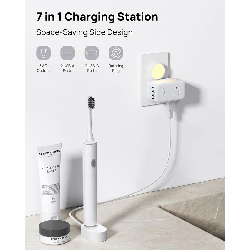 Bundle - 2 Items: 360° Rotating Flat Plug Extension Cord