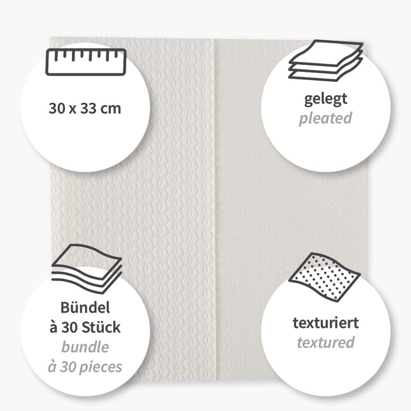 Hygoclean Premium Airlaid White Wipes Length 33 cm Width 30