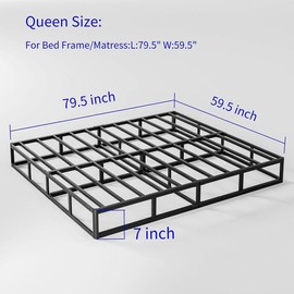 Aardhen Queen Size 7 Inch Box Spring & Low Profile Metal Platform/Bed Frame with Steel Slat Support/Quiet Noise-Free/Easy Assembly - mattress & bed frame size: Queen
