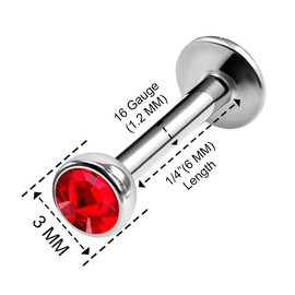 Set of 3 Steel Internal Thread Lip Labret Earrings 16g 1/4 6mm 3mm