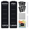 Basket Labels Clip Set - 12 Removable PVC Bin Label