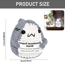 EXQUIMA Positive Crochet Animals,CAREOR Positive Shark, You Are Sharking Awesome,Positive Shark Crochet Animals Emotional,Support Inspirational Motivational,Encouragement Gift Party Decoration (Gray)