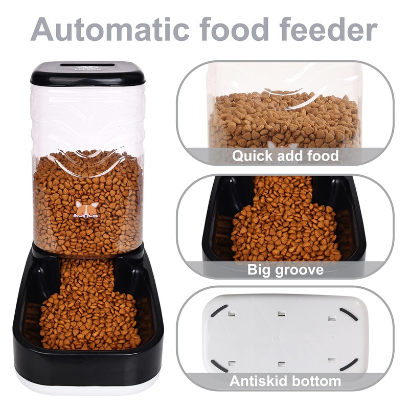 Elevon Automatic Cat Feeder, Gravity Food and Water Dispenser Bowl
