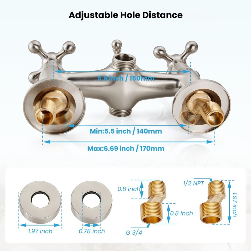 gotonovo Wall Mount Clawfoot Bathtub Faucet with HandHeld Spray and