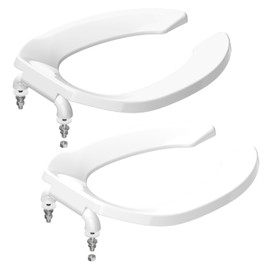 Commercial Toilet Seat Front Open, Toilet Seat Public 18.5 Inch Elongated Toilet Seat for Church, School, Hospital, Office,Heavy Duty Toilet Lid Common(White, Pack of 2)