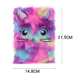 Binnan Plush Notebooks Diary 3D Plush Notebook Cat Girls School Notepad for Girls Kids