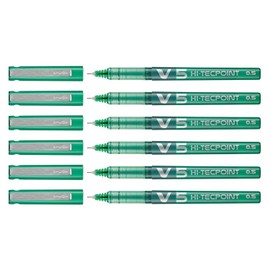 PILOT Set of 6 Hi-Tecpoint V5 Rollerball Pens Fine Point Greenaa
