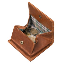 Benthill Genuine Leather Coin Purse - Viennese Box for Coins - Leather Coin Purse, brown, coin purse