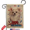 Patriotic White Chihuahua Burlap Garden Flag Set with Stand Animals