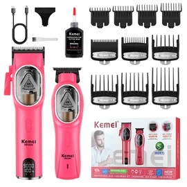 KEMEI Professional Hair Clippers Set for Men, Electric Clippers Kit and Trimmers Set, Cordless Haircut Clippers, Rechargeable Hair Cutting Tools with LED Display, Gifts for Men