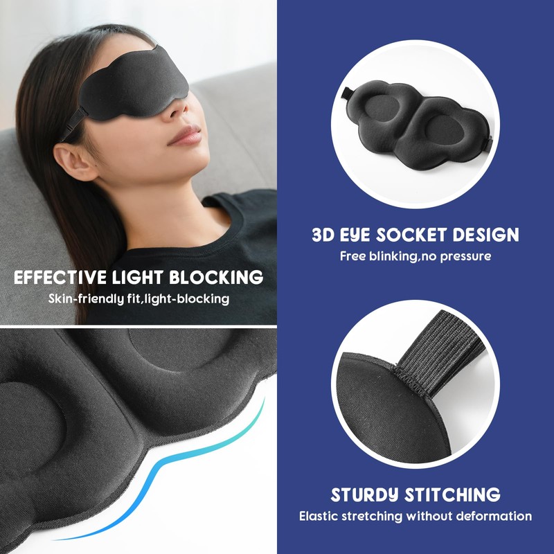 2 Pack 3D Memory Foam Eye Mask for Sleeping, Zero
