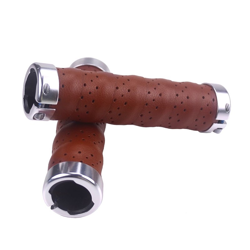 KINGOU Honey Brown Leather Handlebar Grip for Bicycle/Fixed Gear/Mountain/Folding Bike