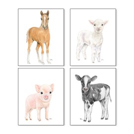 Farm Animal Nursery Prints Unframed Set of 4, Pick Your Farm Baby Animals and Print Size, Original Watercolor Art Signed By Artist