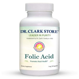 Dr. Clark Folic Acid (Vitamin B9) Supplement, 1mg, 50 Capsules