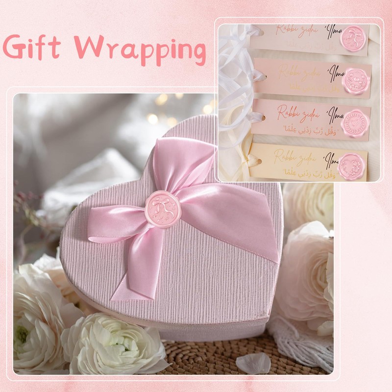 60 Pcs Wax Seal Stickers, Blush Pink, 4 Heart Styles