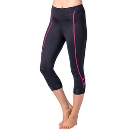 Terry Bella Prima Knicker, Women's 19.5 Inch Inseam, High Compression Padded Cycling Capris Bottom - Black Pink, Medium