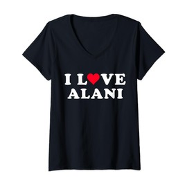 Ich liebe Alani passende Freundin & Freund Alani Name T-Shirt mit V-Ausschnitt