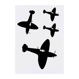 4 x 'Spitfire Plane' Temporary Tattoos - Water Resistant, Skin-Safe, Non-Toxic Transfers, Mixed Sizes (TO00005641)