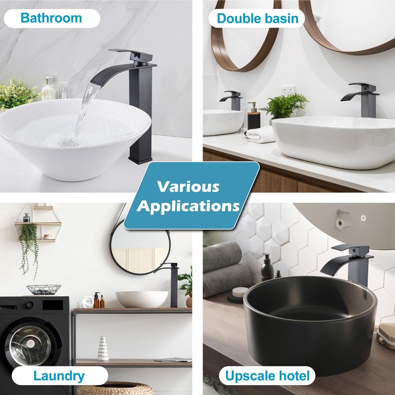 Midanya Vessel Sink Facuet Waterfall Tall Bathroom Faucets Vanity Single