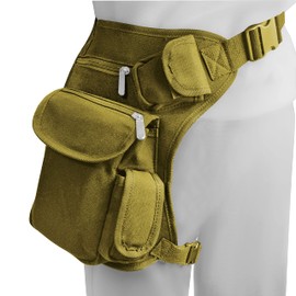 Canvas Leg Bag Motorcycle Outdoor Bag Tactical Riding Daypack Funny Pack, brown, S