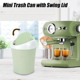 QLFJ-FurDec Pack of 2 Mini Rubbish Bins, Table Rubbish Bin with Swing Lid with 4 Rolls of Rubbish Bags, Compact Design, Mini Cosmetic Bin, 10 x 12 x 17 cm, Table Waste Bin for the Washbasin (Blue,