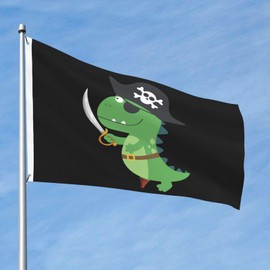 Pirate Dinosaur Flag 2x3 Ft Outdoor Indoor With Grommet Garden Yard Banner Decorative Sign