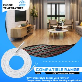 079 Slab Sensor Fits for Floor Temperature Sensing in Floor Heating Applications, Thin Casing Allows for Retrofit Installation Between Tile Spaces, 1 Pack