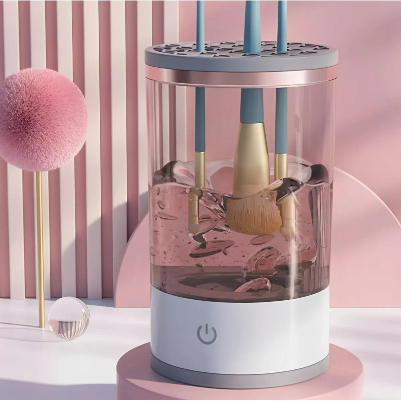 Limpiador Automatico Pinceles Brochas Maquillaje Electrico Color Blanco